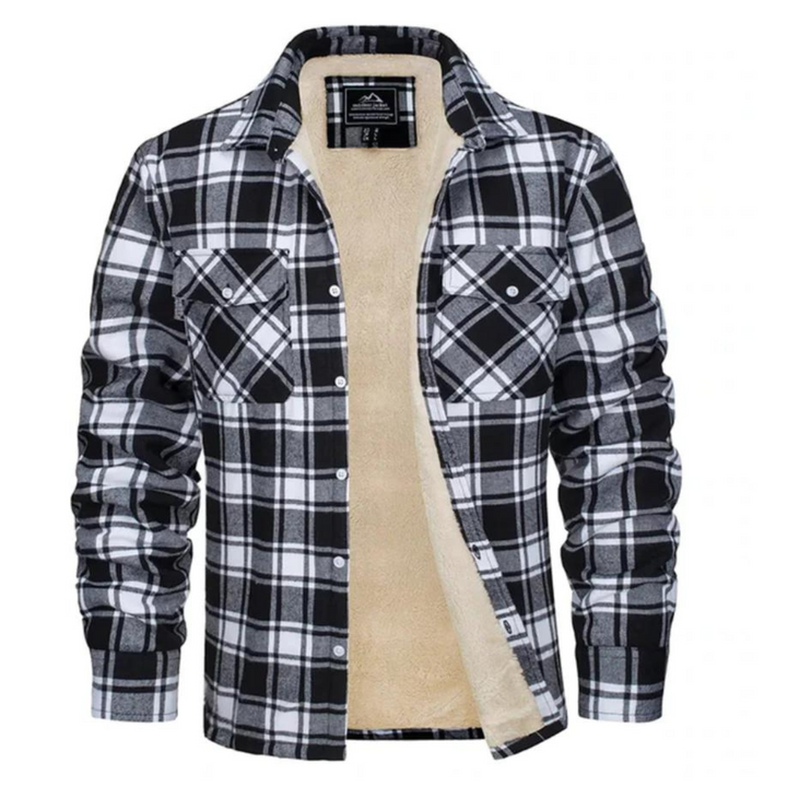 Men's Fleece-Lined Square Print Jacket