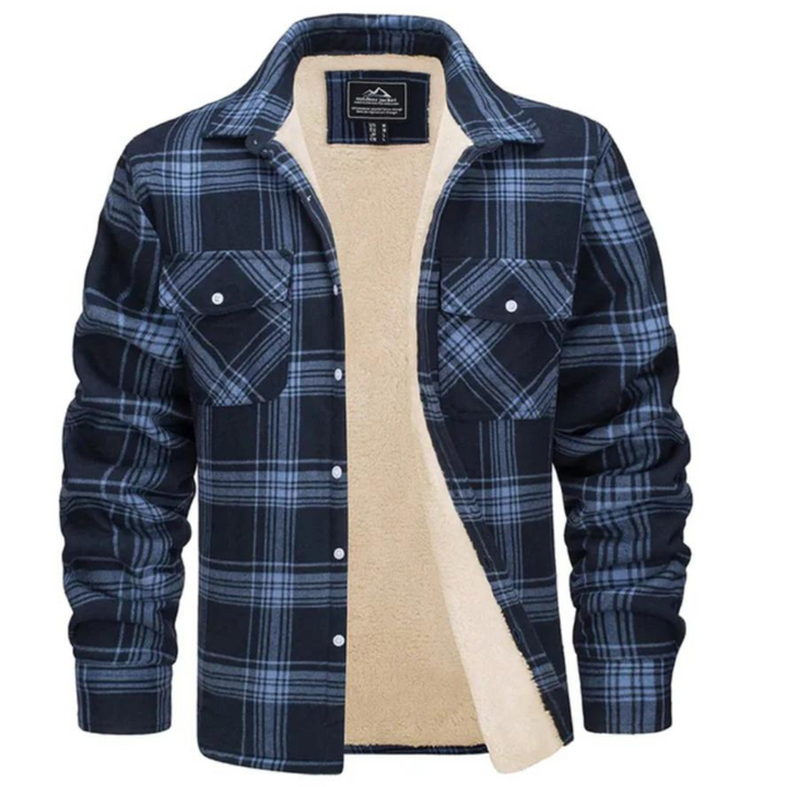 Men's Fleece-Lined Square Print Jacket