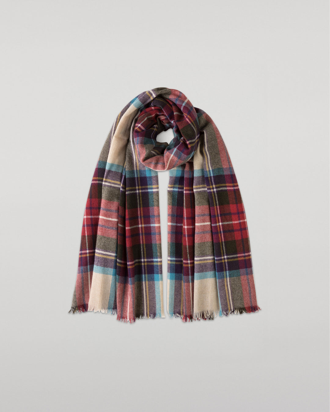 Men's Frayed-Edge Tartan Stole