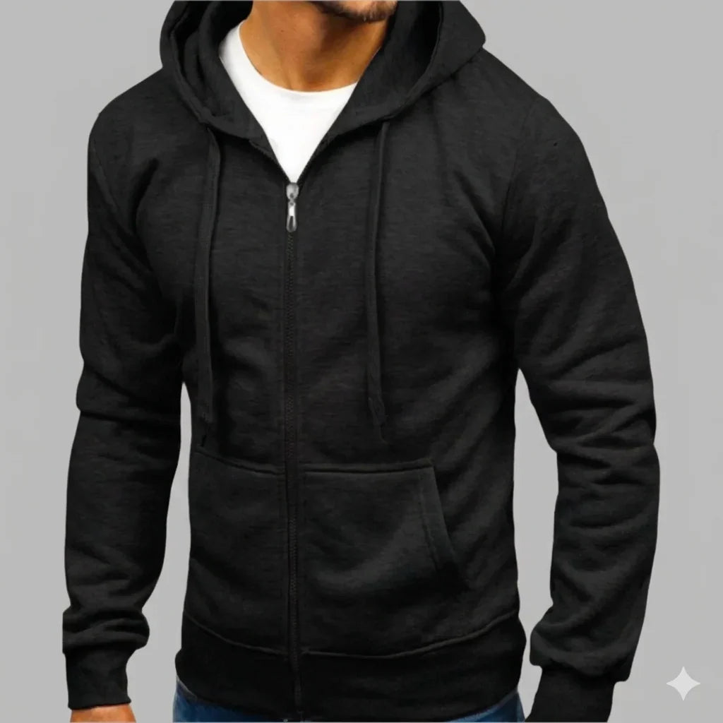 Men's Full-Zip Hoodie with Kangaroo Pocket