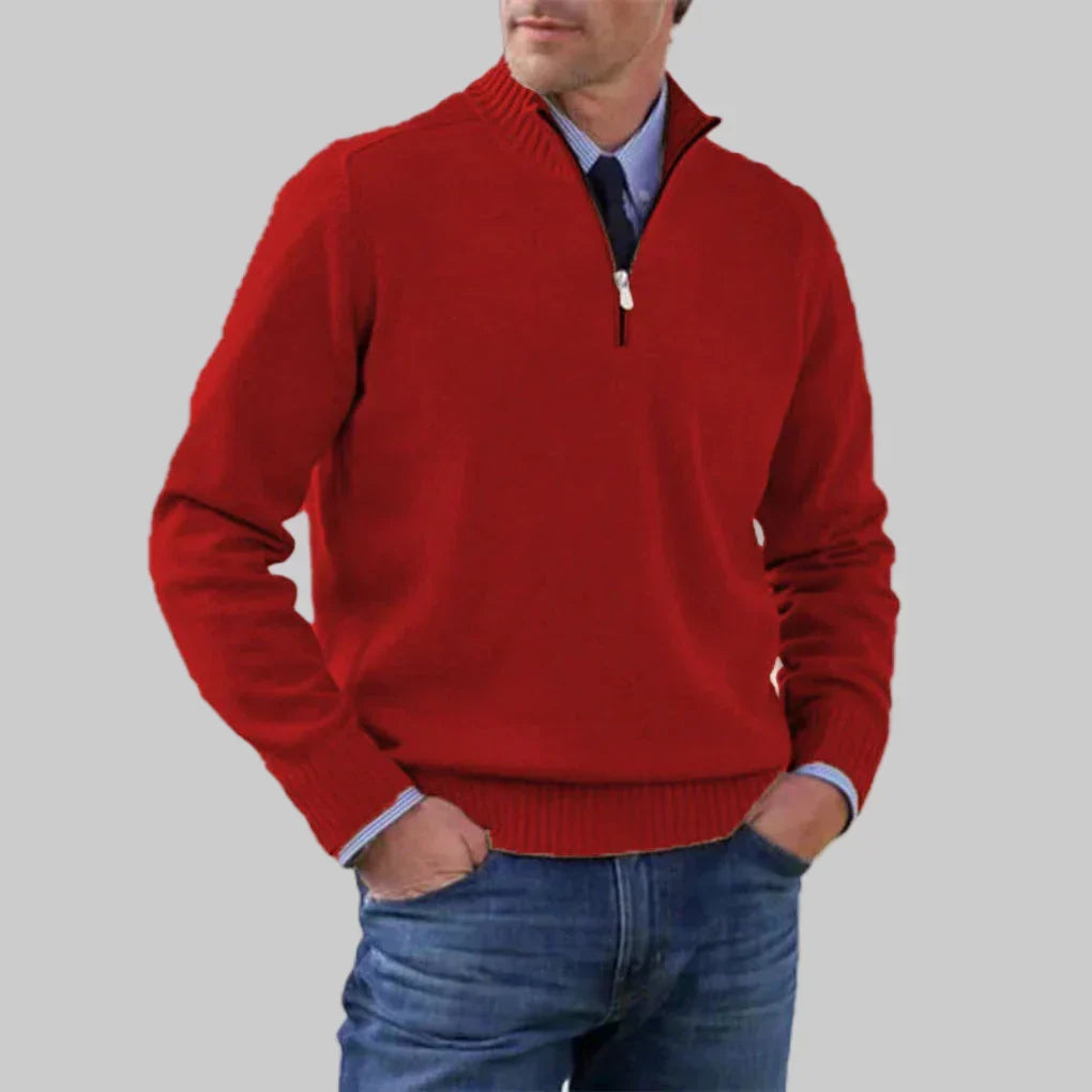 Men's Half-Zip Stand Collar Jumper