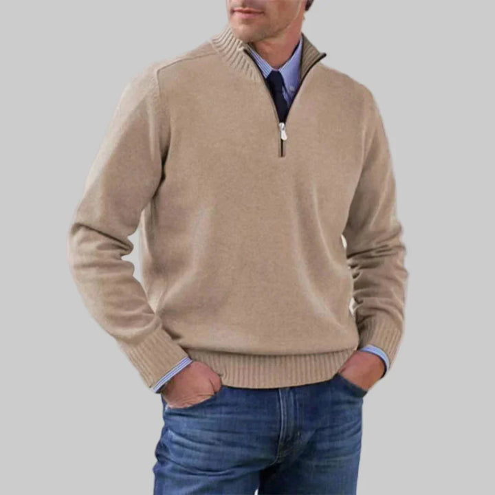 Men's Half-Zip Stand Collar Jumper