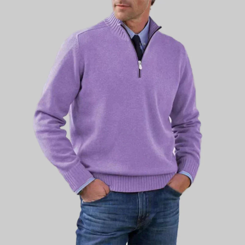 Men's Half-Zip Stand Collar Jumper