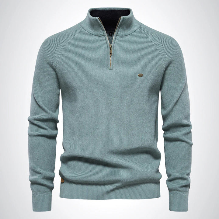 Men's Half-Zip Stand Collar Knitted Jumper