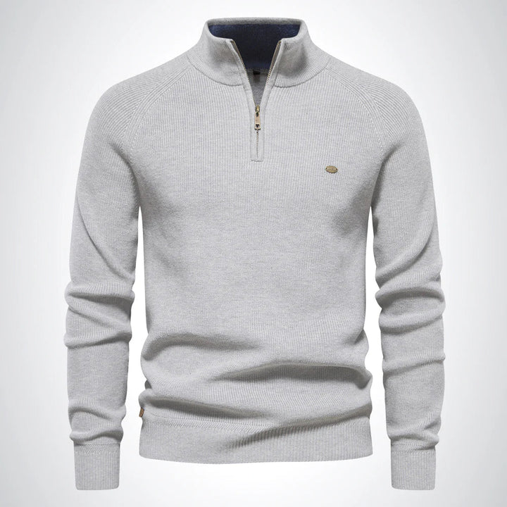 Men's Half-Zip Stand Collar Knitted Jumper