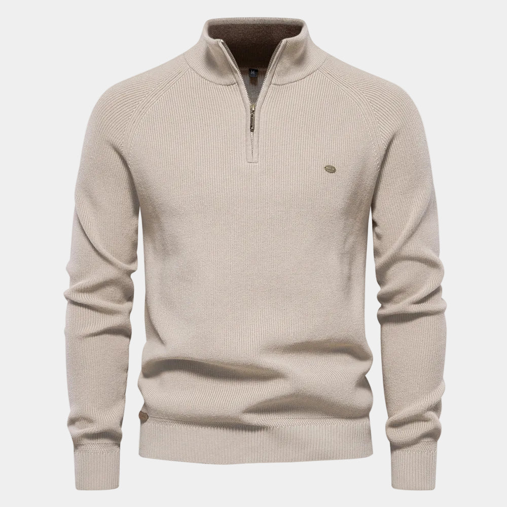 Men's Half-Zip Stand Collar Sweater