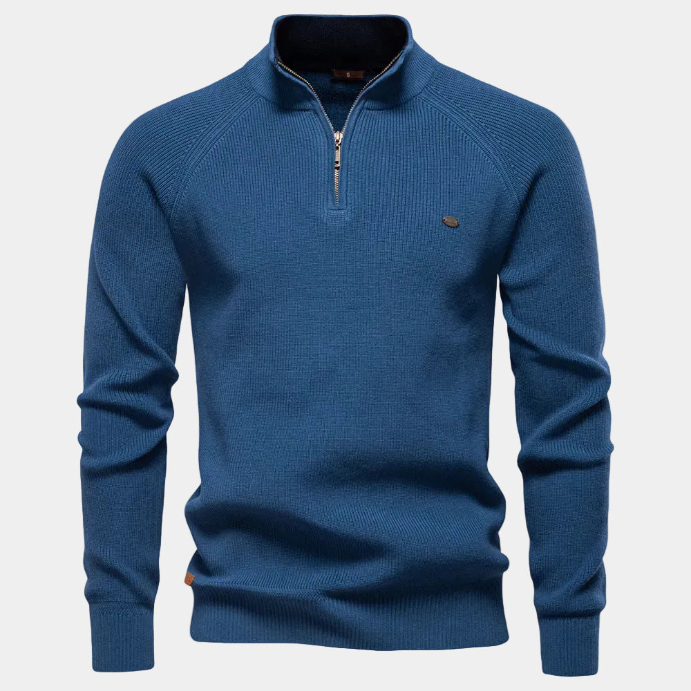 Men's Half-Zip Stand Collar Sweater