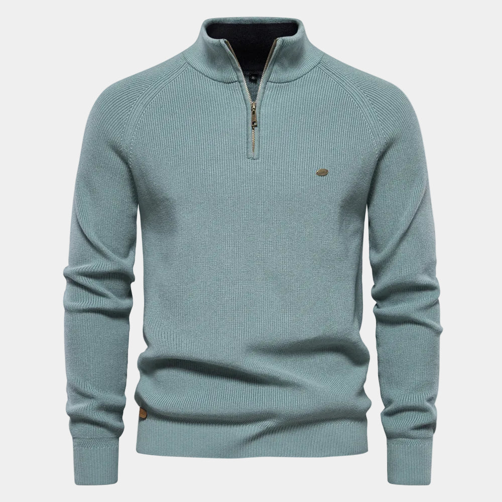 Men's Half-Zip Stand Collar Sweater