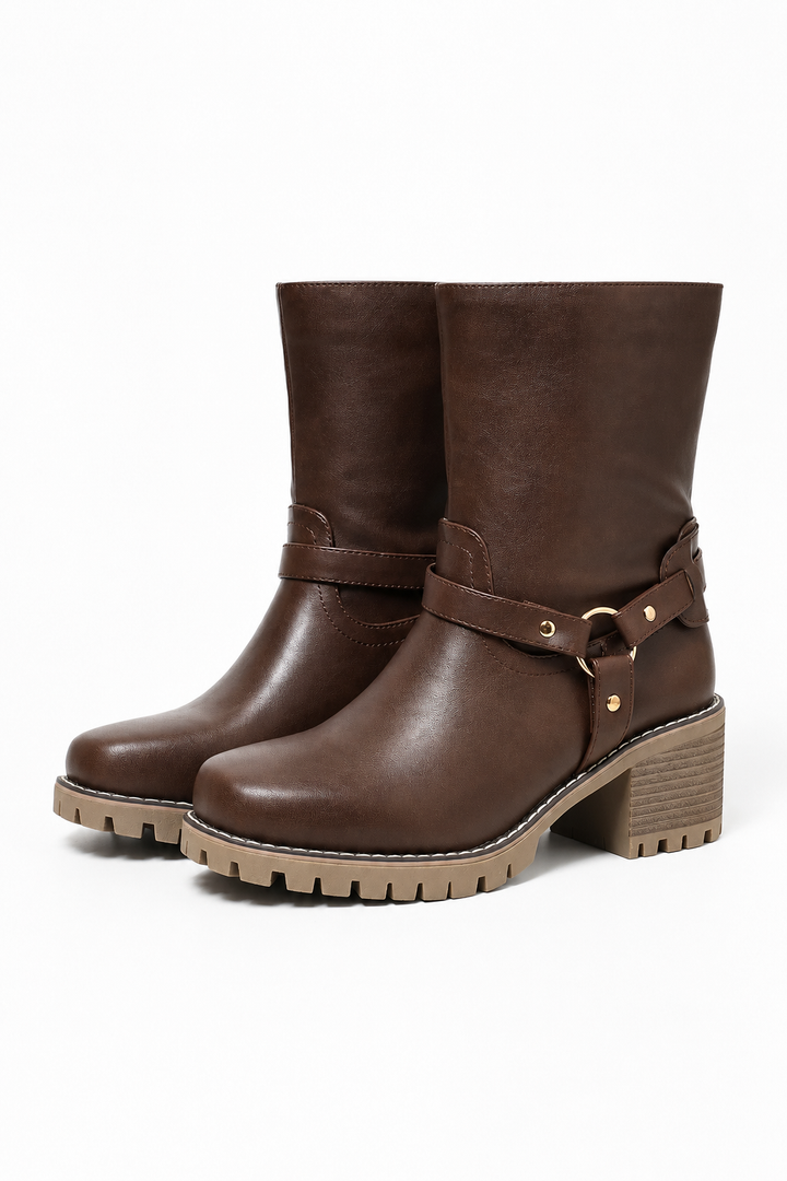 Women's Harness Strap Mid-Calf Boots