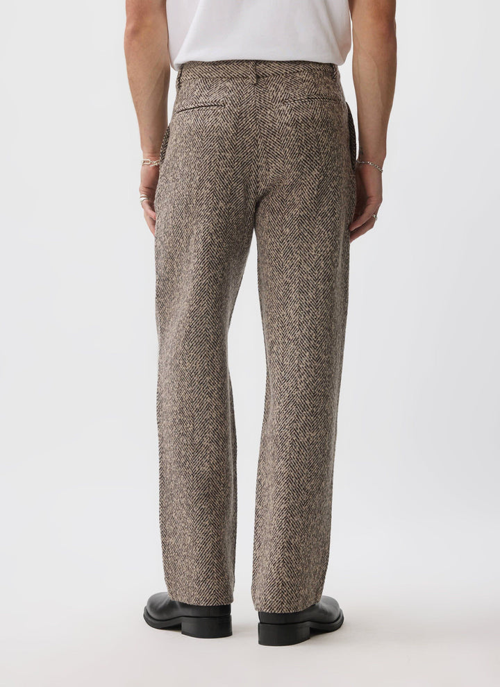 Men's Herringbone Straight-Leg Trousers