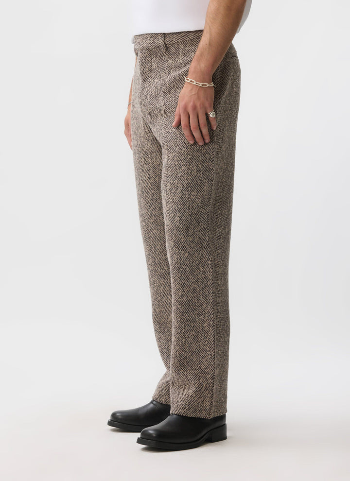 Men's Herringbone Straight-Leg Trousers