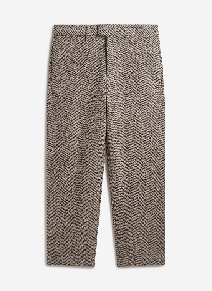 Men's Herringbone Straight-Leg Trousers
