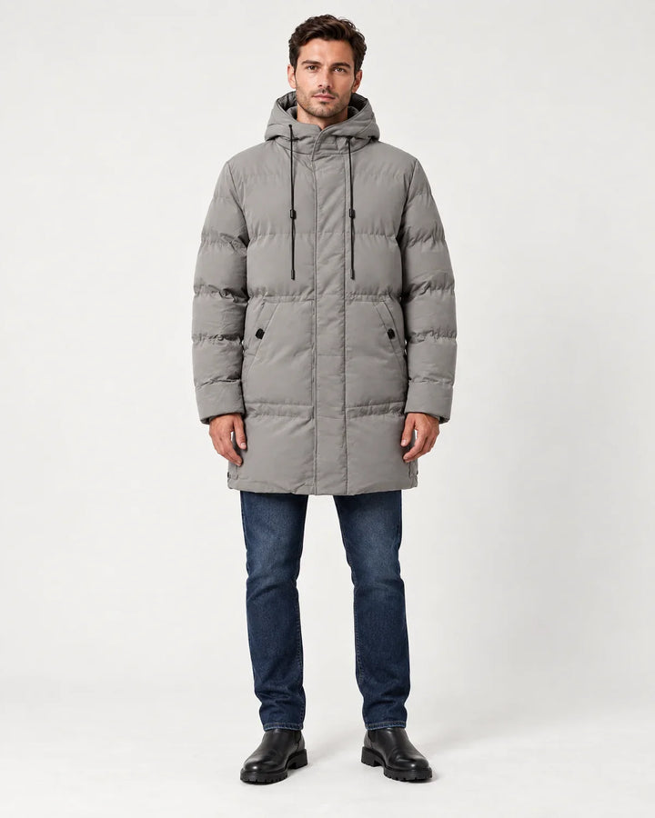 Men's Hooded Longline Padded Parka Jacket