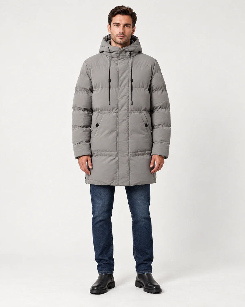 Men's Hooded Longline Padded Parka Jacket