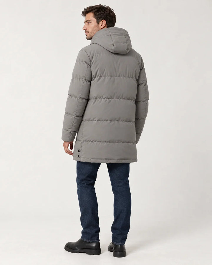 Men's Hooded Longline Padded Parka Jacket