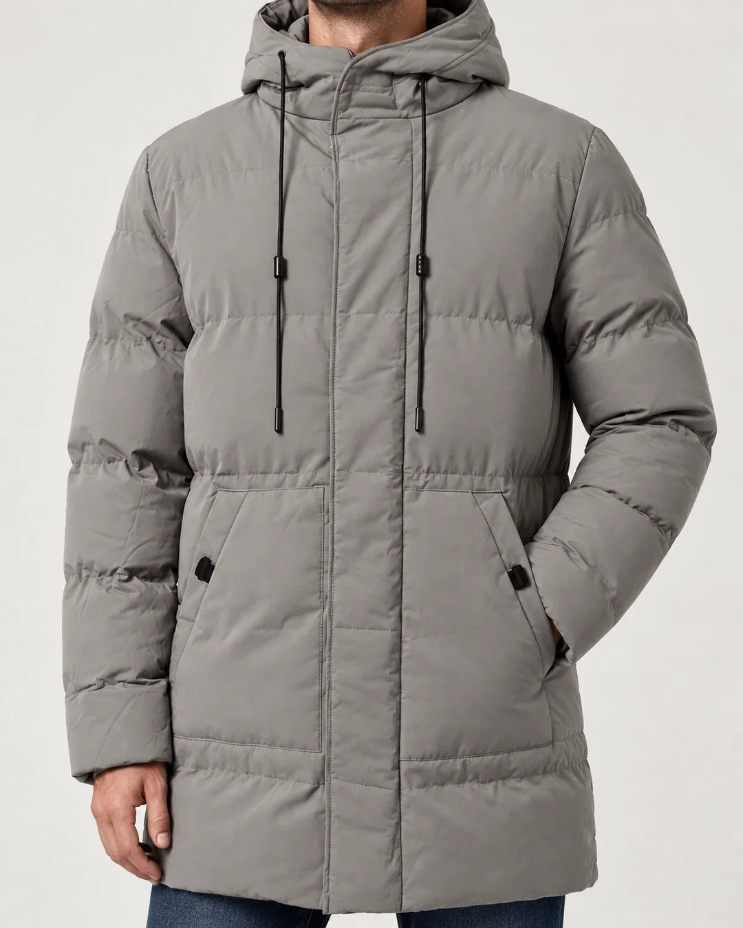 Men's Hooded Longline Padded Parka Jacket