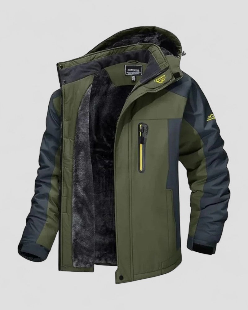 Men's Hooded Winter Jacket with Zip Pockets