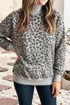 Women's Leopard Print Mock Neck Sweatshirt
