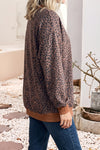 Women's Leopard Print Mock Neck Sweatshirt