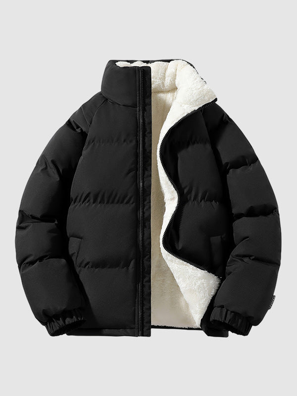 Men's Lined Puffer Jacket with High Collar