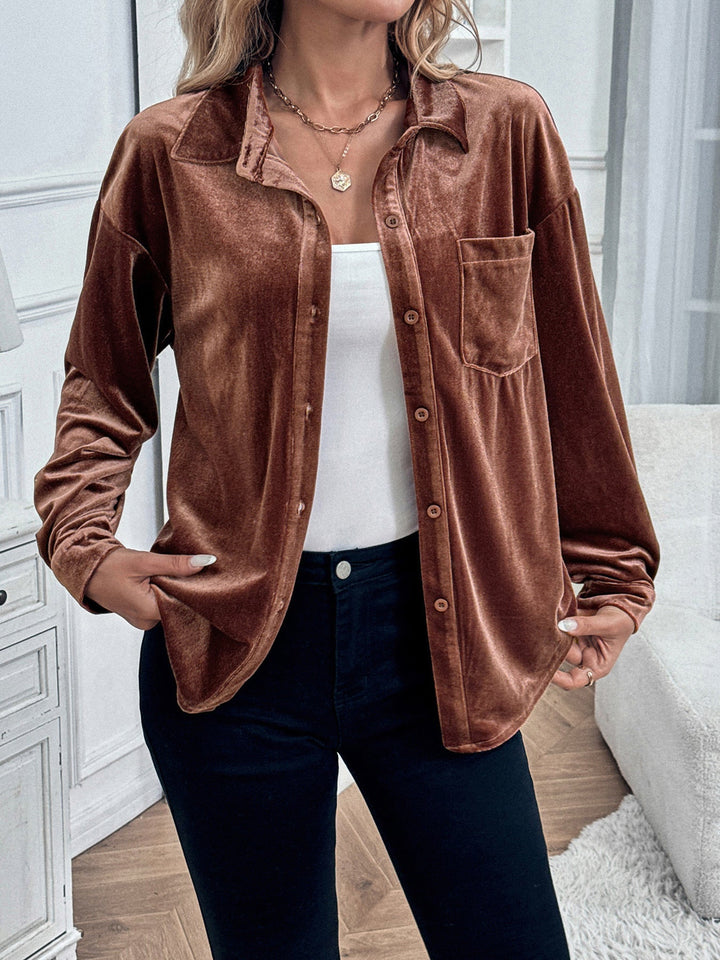 Women's Long-Sleeve Button-Front Collared Shirt