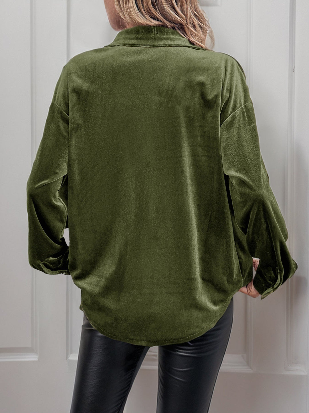 Women's Long-Sleeve Button-Front Collared Shirt