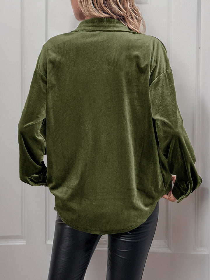 Women's Long-Sleeve Button-Front Collared Shirt