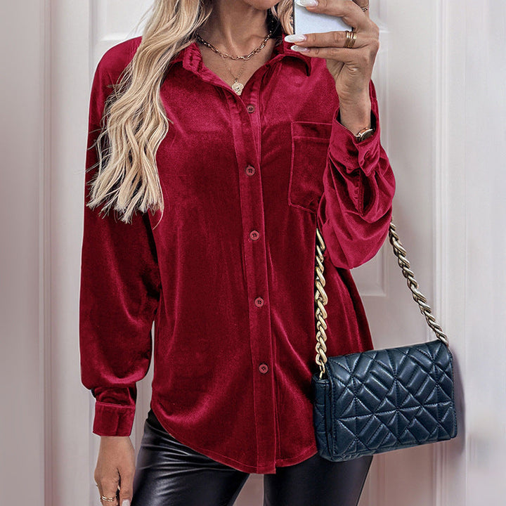 Women's Long-Sleeve Button-Front Collared Shirt