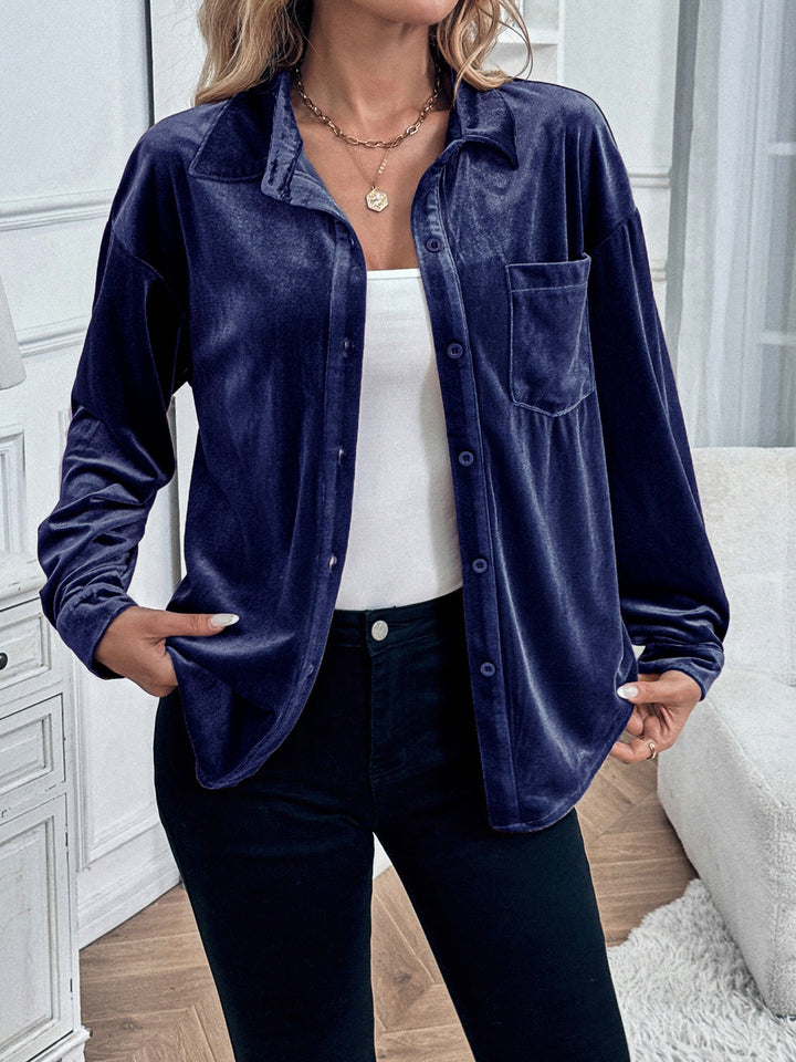 Women's Long-Sleeve Button-Front Collared Shirt