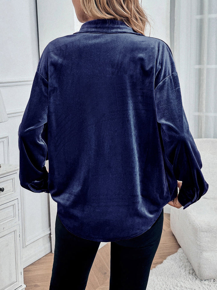 Women's Long-Sleeve Button-Front Collared Shirt