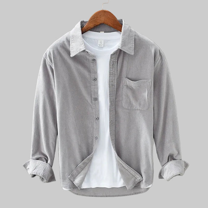 Men's Long-Sleeve Button-Front Shirt With Chest Pocket