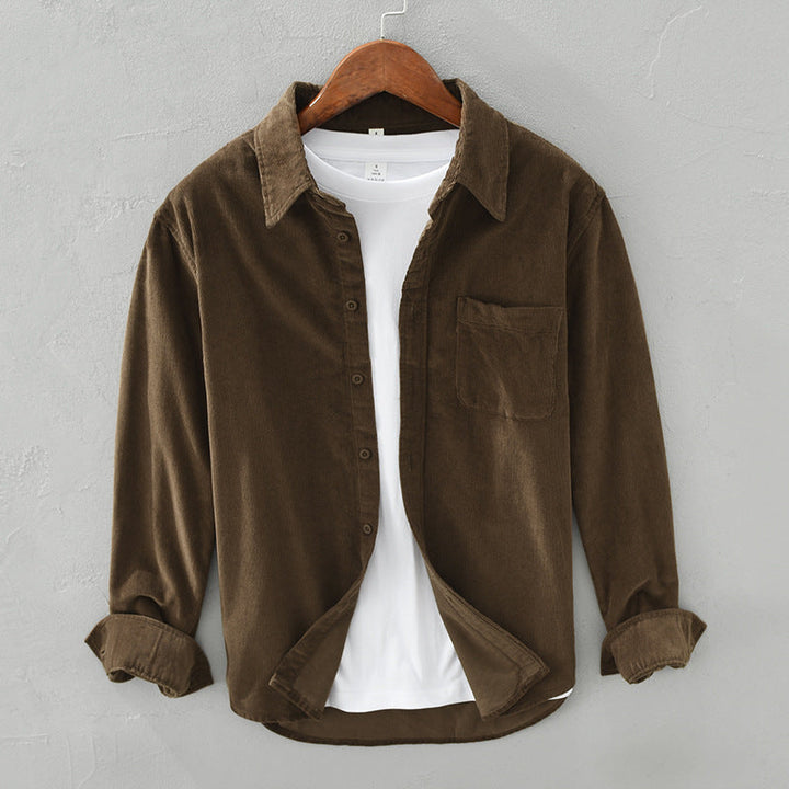 Men's Long-Sleeve Button-Front Shirt With Chest Pocket