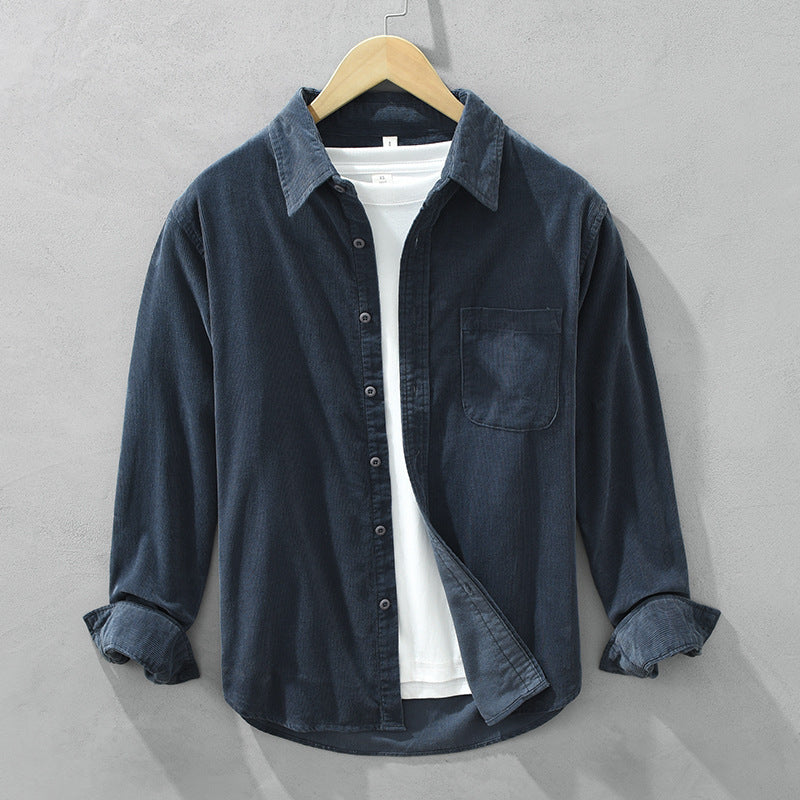 Men's Long-Sleeve Button-Front Shirt With Chest Pocket