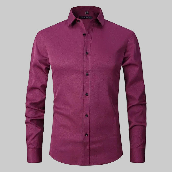 Men's Long-Sleeve Button-Up Shirt with Pointed Collar