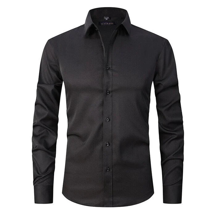 Men's Long-Sleeve Button-Up Shirt with Pointed Collar