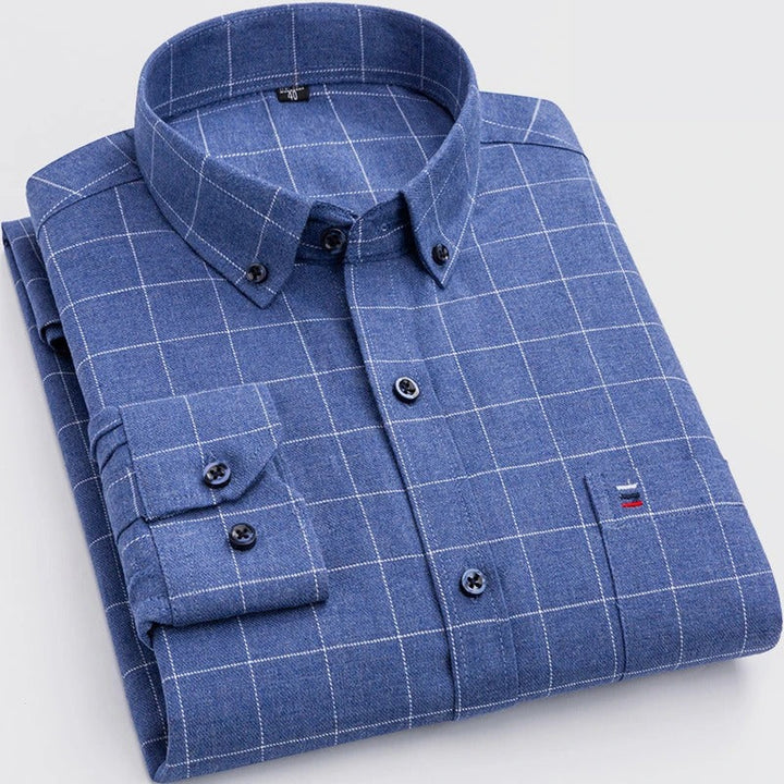 Men's Long-Sleeve Check Button-Down Shirt