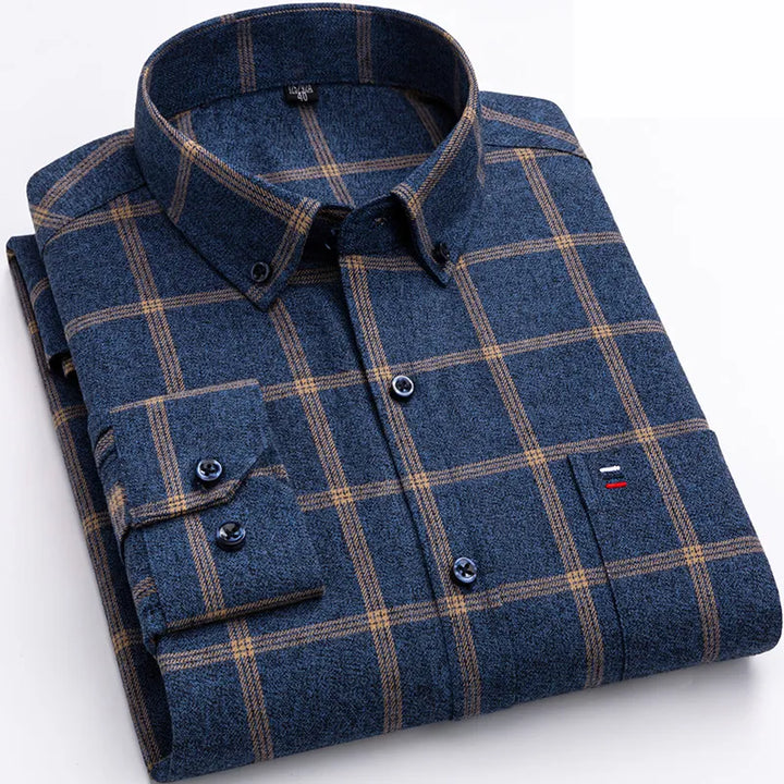 Men's Long-Sleeve Check Button-Down Shirt