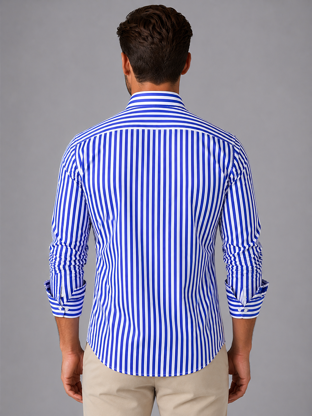 Men's Long-Sleeve Striped Button-Up Shirt