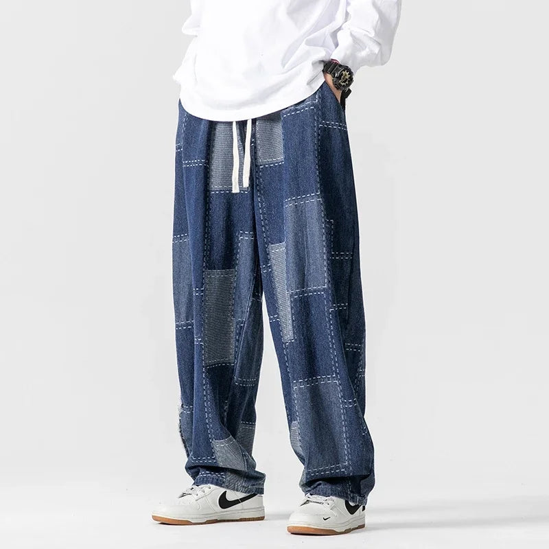 Men's Loose Fit Patchwork Cargo Jeans