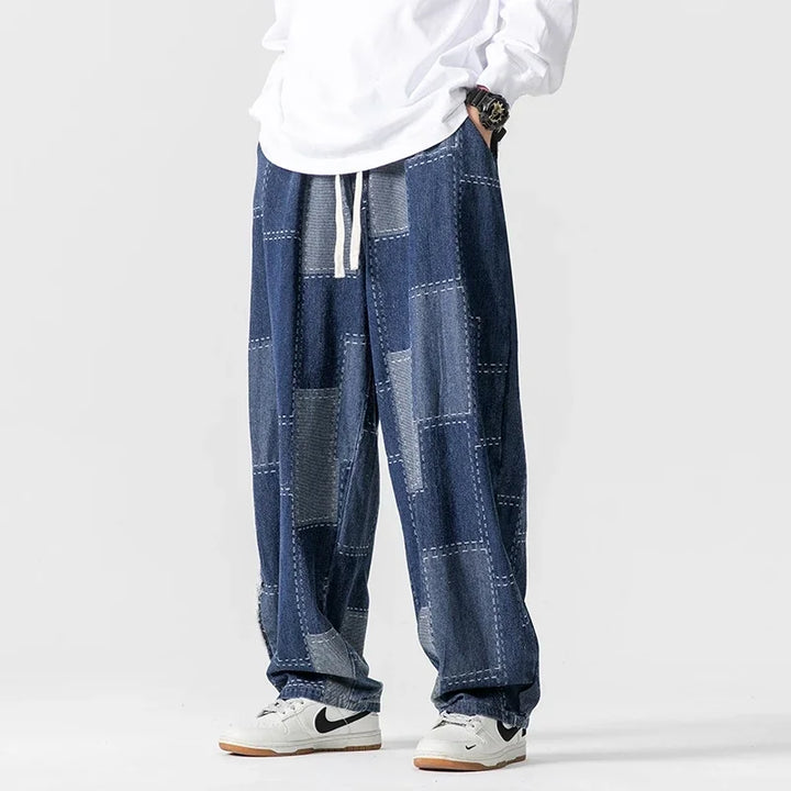 Men's Loose Fit Patchwork Cargo Jeans