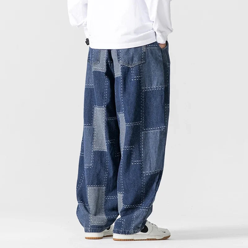 Men's Loose Fit Patchwork Cargo Jeans