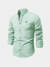 Men's Mandarin Collar Buttoned Shirt