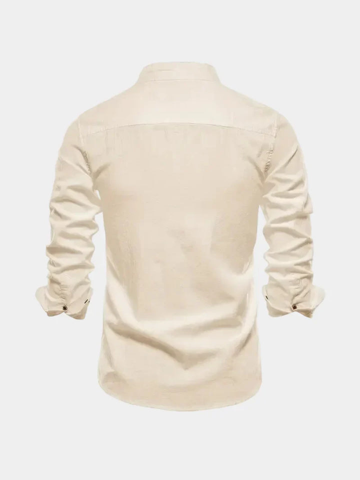 Men's Mandarin Collar Buttoned Shirt
