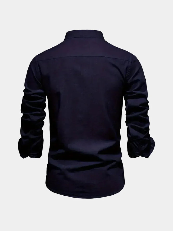 Men's Mandarin Collar Buttoned Shirt