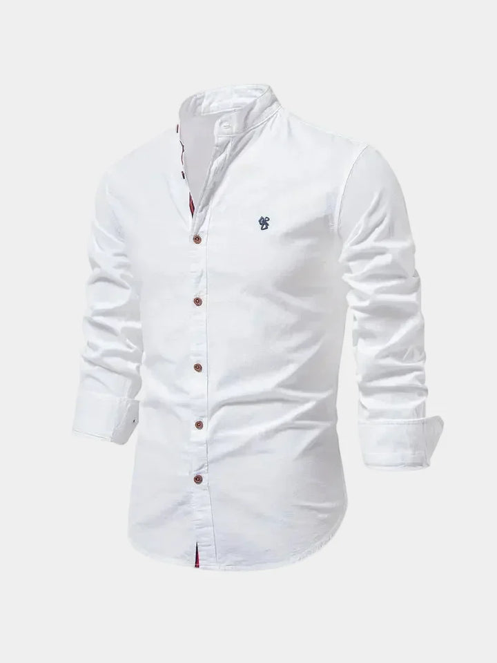 Men's Mandarin Collar Buttoned Shirt