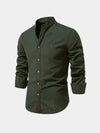 Men's Mandarin Collar Buttoned Shirt