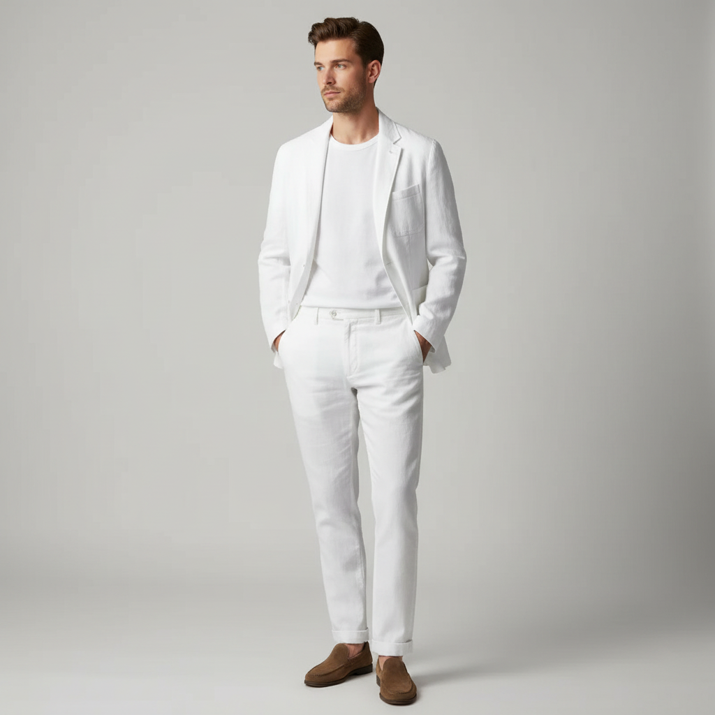 Men's Notch Lapel Two-Piece Suit with Drawstring Trousers