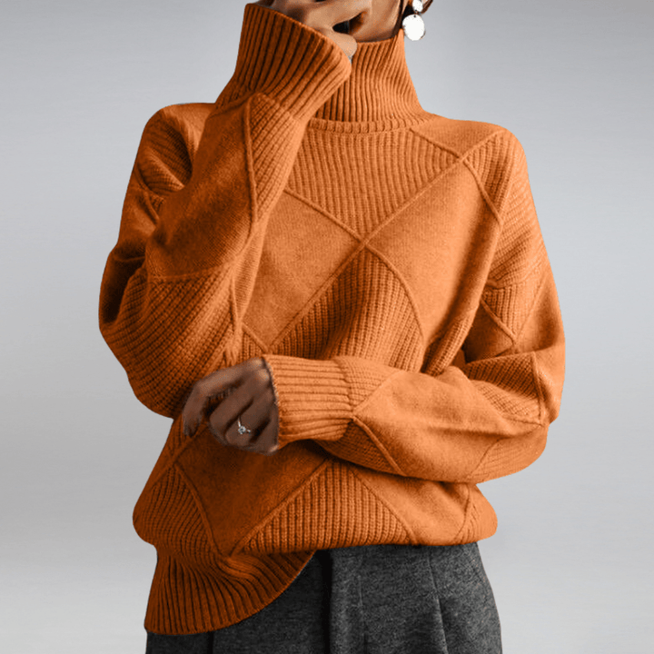 Women’s Oversized Diamond-Knit Turtleneck Jumper