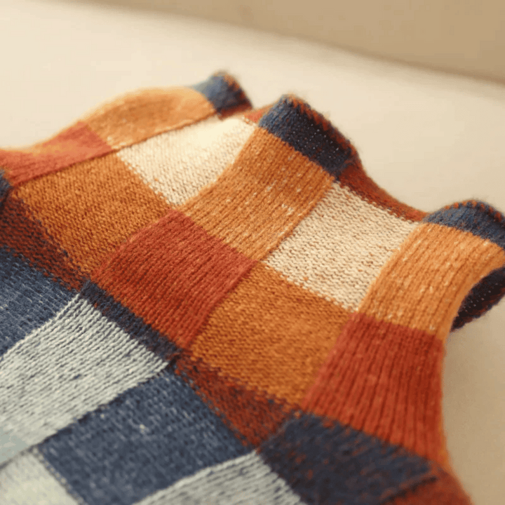 Women’s Patchwork Check Turtleneck Jumper