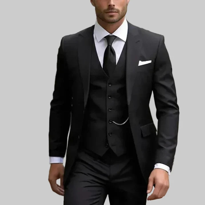 Men's Peak Lapel Slim Fit Three-Piece Formal Suit